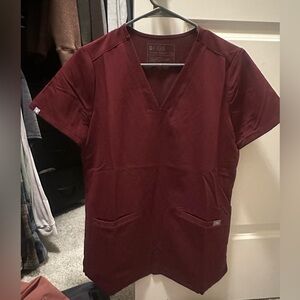 Figs Maroon Scrub Top